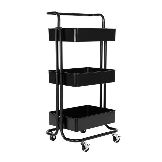 Seville Classics Carrello Acciaio 3 Ripiani Nero con Maniglia