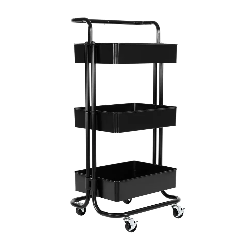 Seville Classics Carrello Acciaio 3 Ripiani Nero con Maniglia
