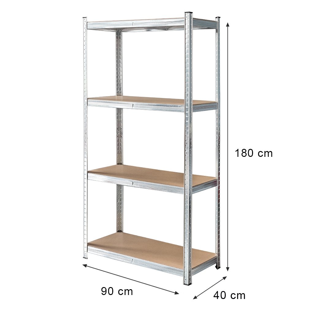 Mega-M Basic scaffale magazzino 180x90x40 4 ripiani zincato 175 kg