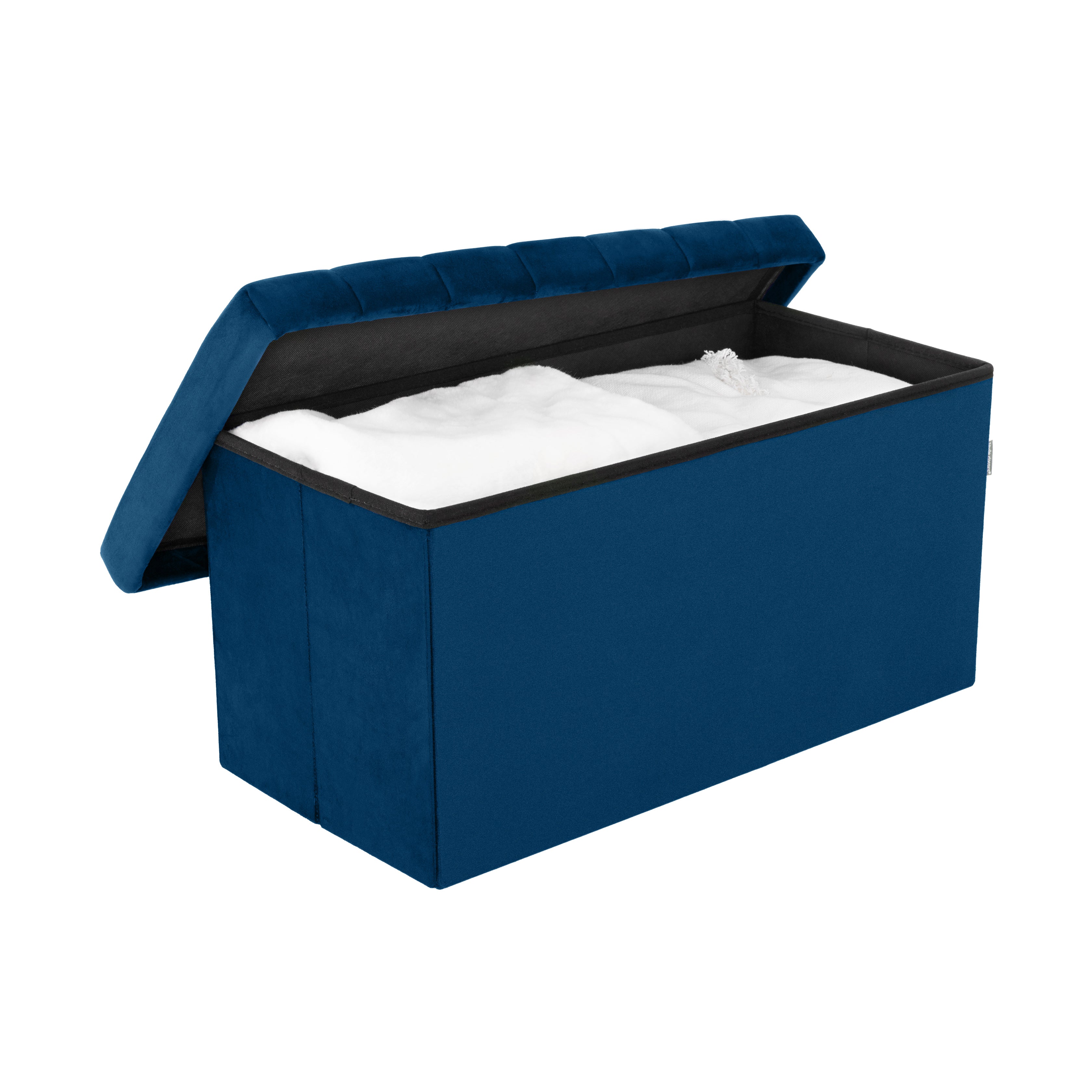 Seville Classics baule contenitore velluto blu 76 cm pieghevole