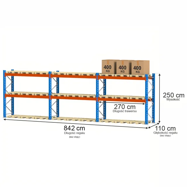 Mega-M XR 0+2 Scaffale Portapallet 250x842 cm 27 posti 400 kg