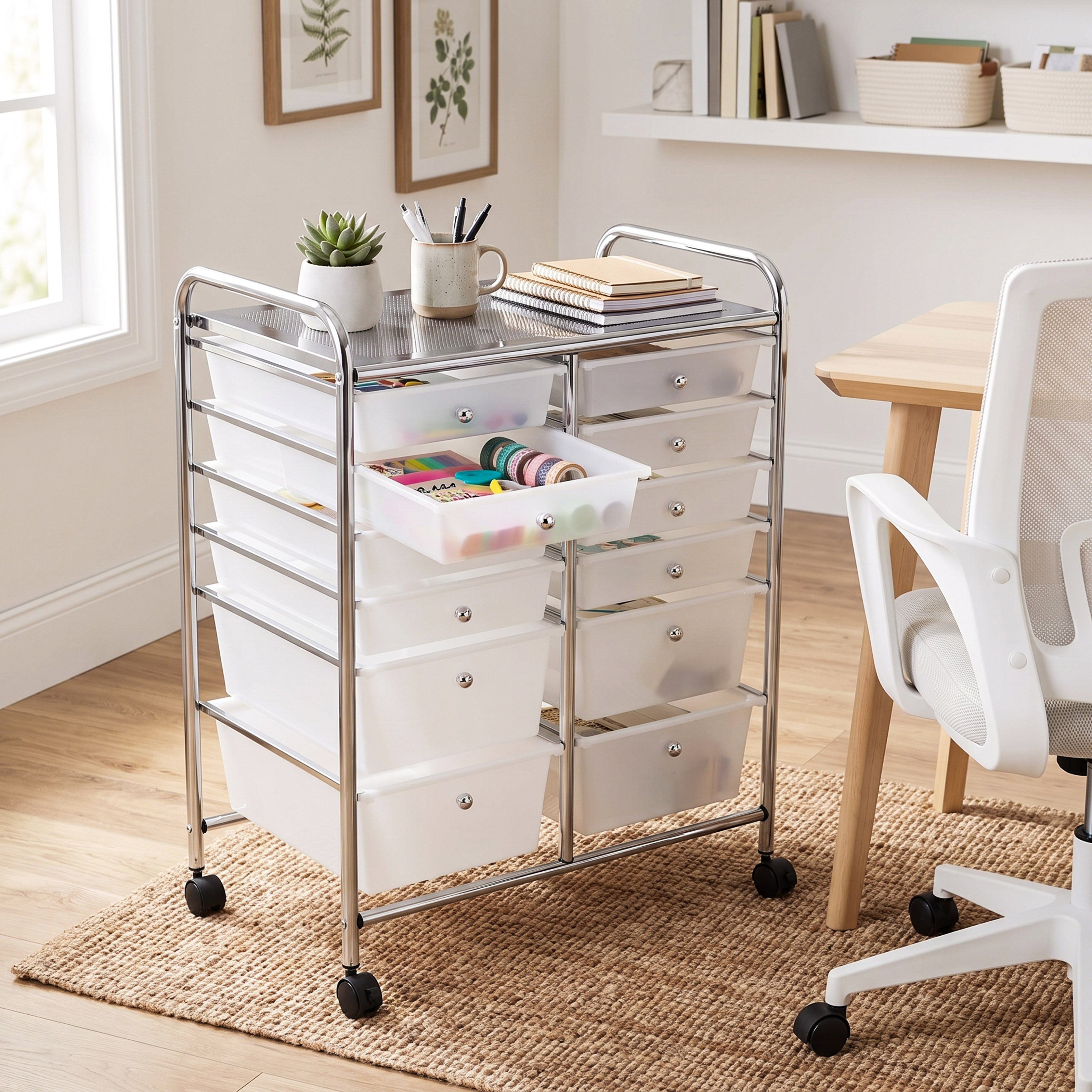 Seville Classics Carrello Organizer 12 Cassetti Bianco