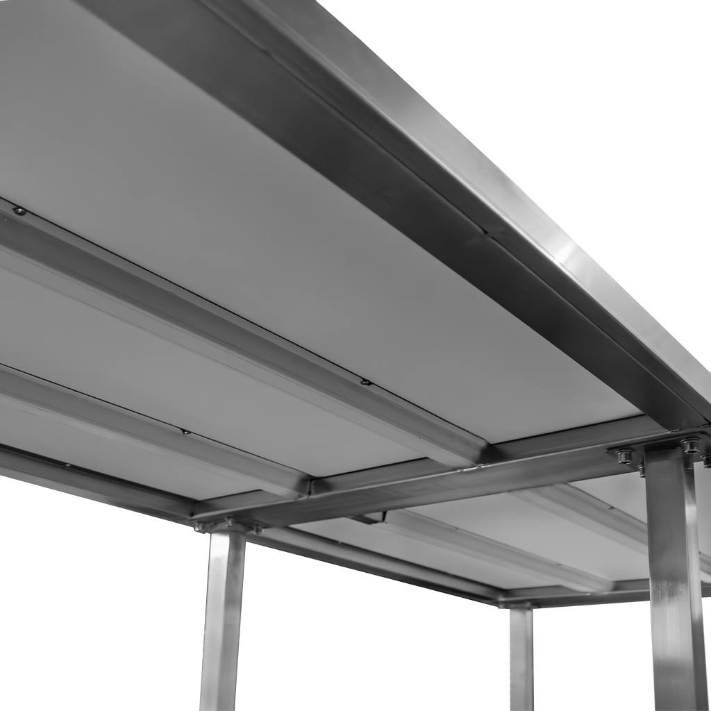 Mega-M Tavolo Inox 180x70x85 cm con Ripiano 6 Gambe