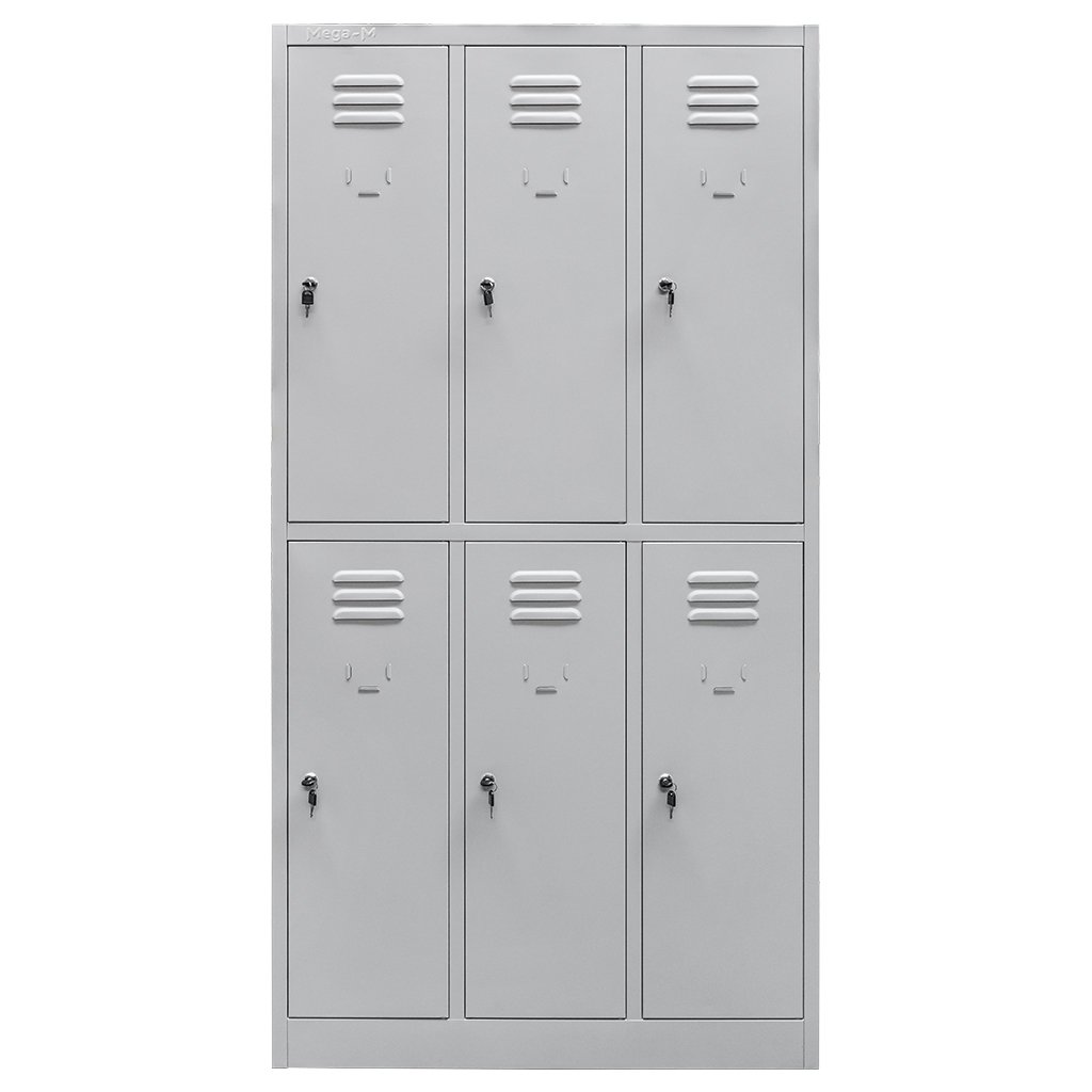 Mega-M Armadietto Spogliatoio Metallo 6 Ante 90x50x180 Grigio