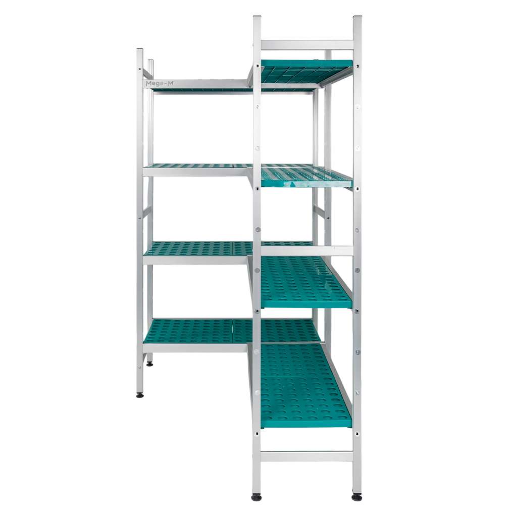 Mega-M Alufri Scaffale Angolare Alluminio 4 Ripiani PP 167x120 cm