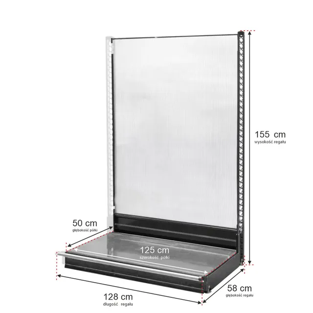 Wanzl scaffale negozio H155 L128 cm aggiuntivo policarbonato