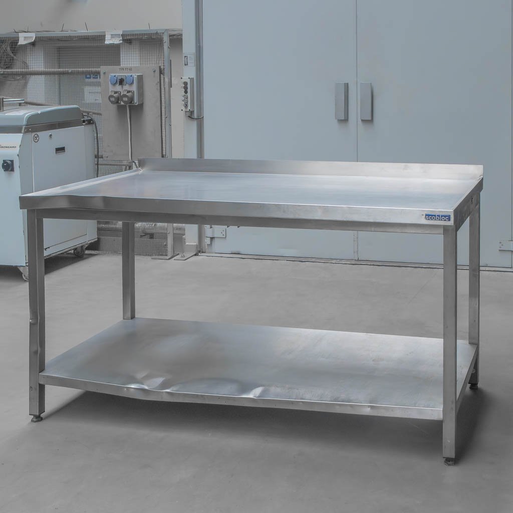 Ascobloc 160x80x85 Tavolo Inox con Ripiano Acciaio