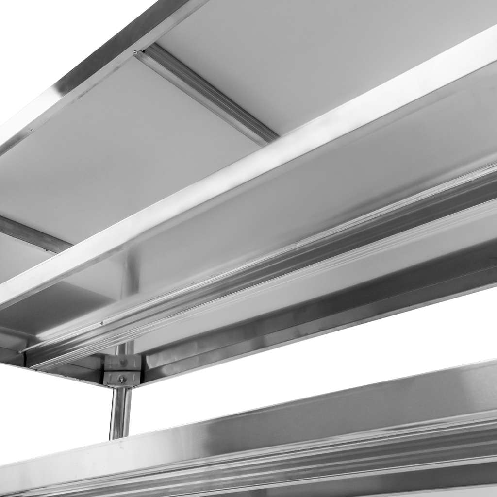 Mega-M X Standard 150x70x85 tavolo inox centrale 2 ripiani