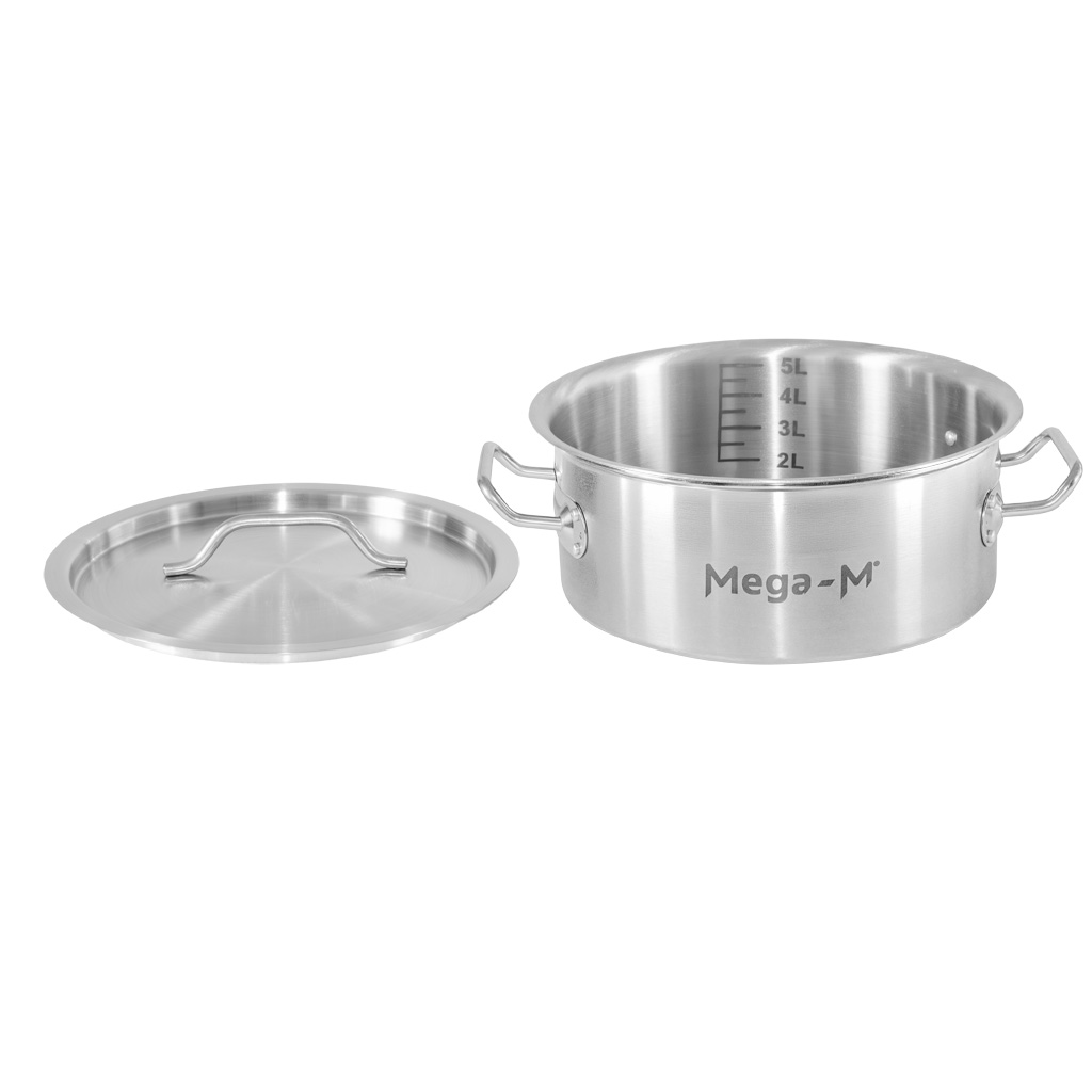 Mega-M Standard pentola bassa inox 5L 25x11 cm coperchio