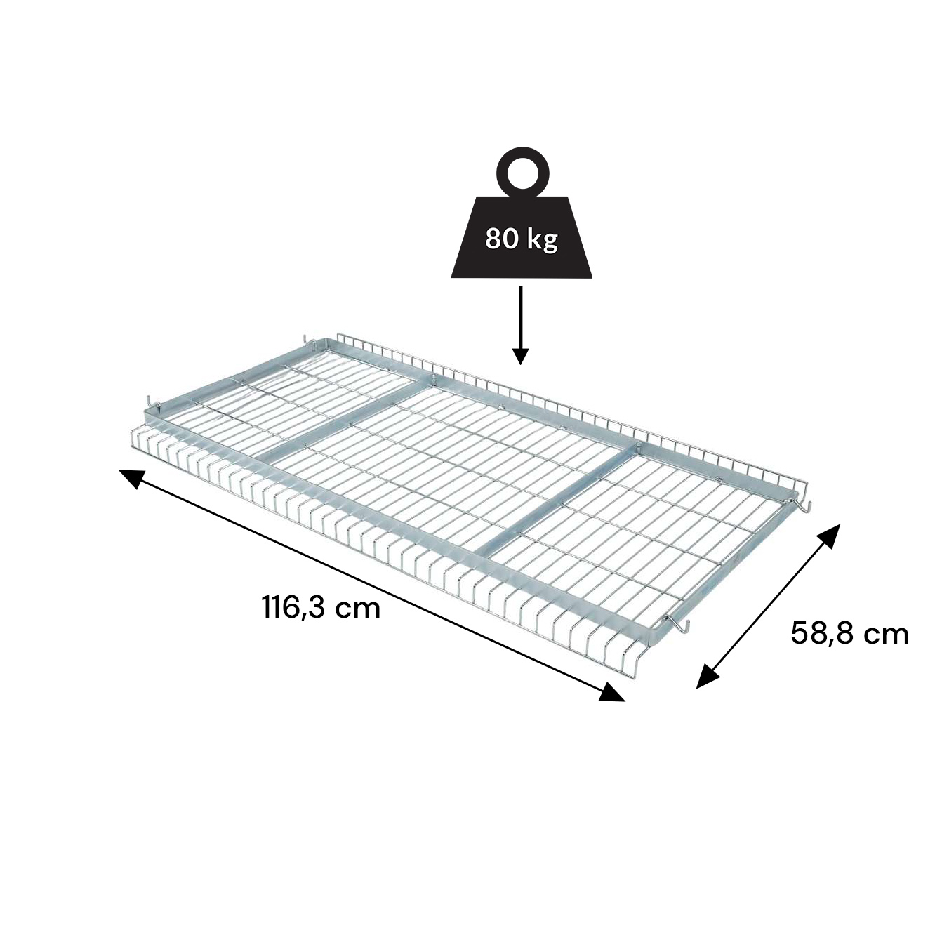 Forkberg Picker Ripiano a Rete 116,3x58,8 cm Zincato 80 kg