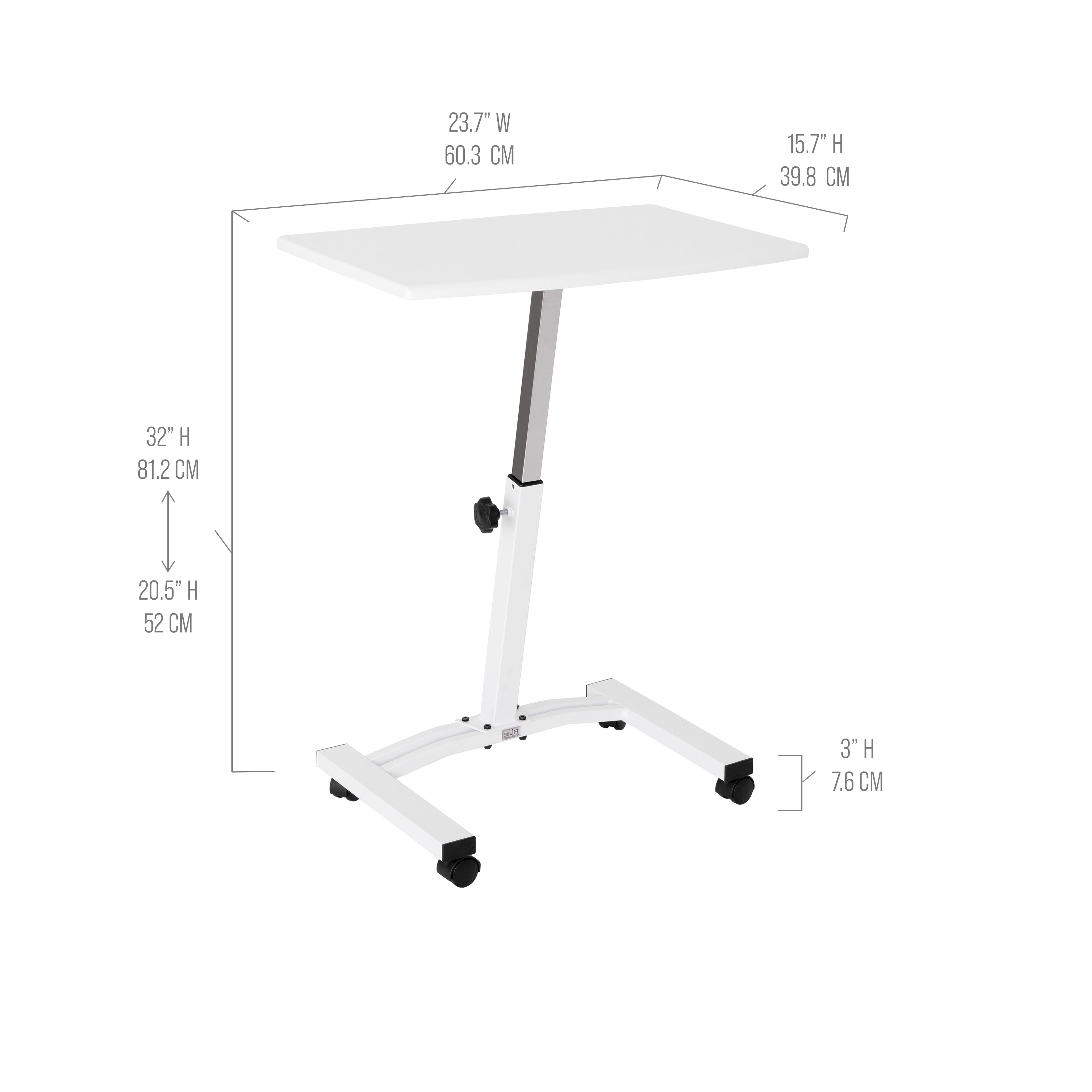 Seville Classics airLIFT Carrello Laptop Bianco Regolabile