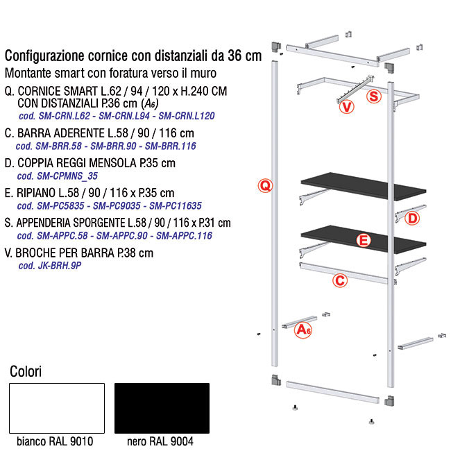 Agosistem Smart cornice scaffale 62x38 H 240 cm