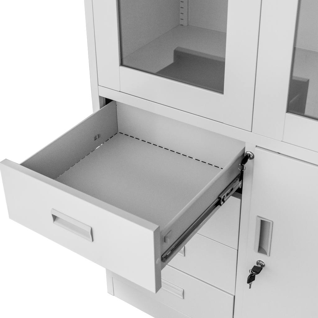 Mega-M Wenus armadio ufficio metallo vetro 90x40x185 grigio