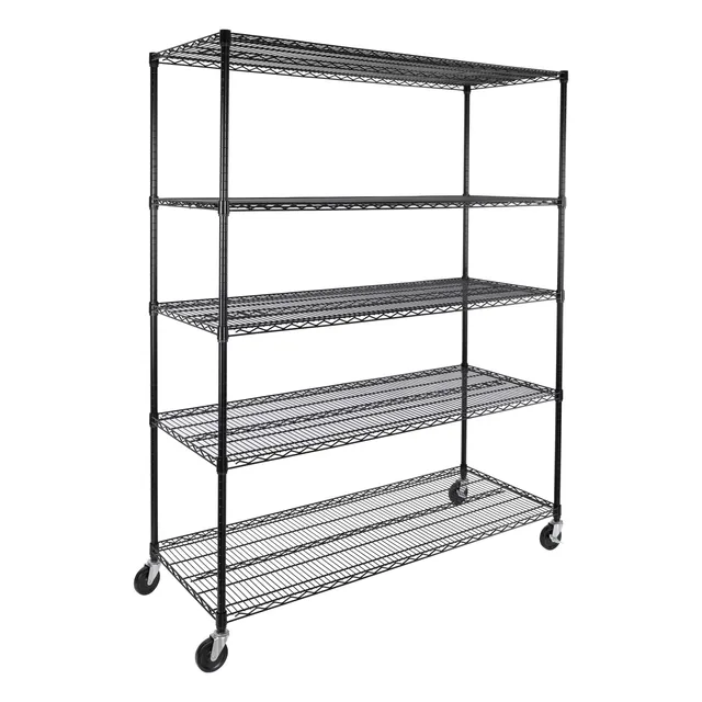 Seville Classics UltraDurable Scaffale Acciaio 5 Ripiani Nero