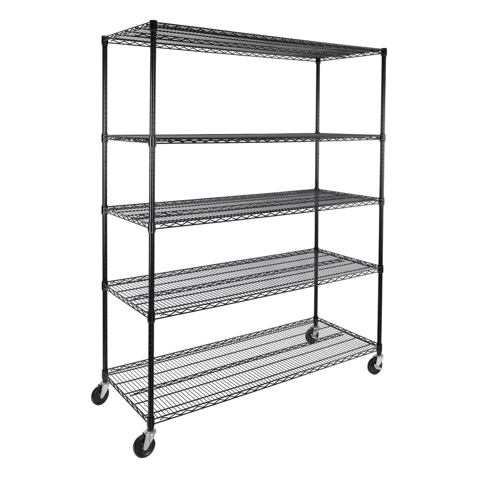 Seville Classics UltraDurable Scaffale Acciaio 5 Ripiani Nero