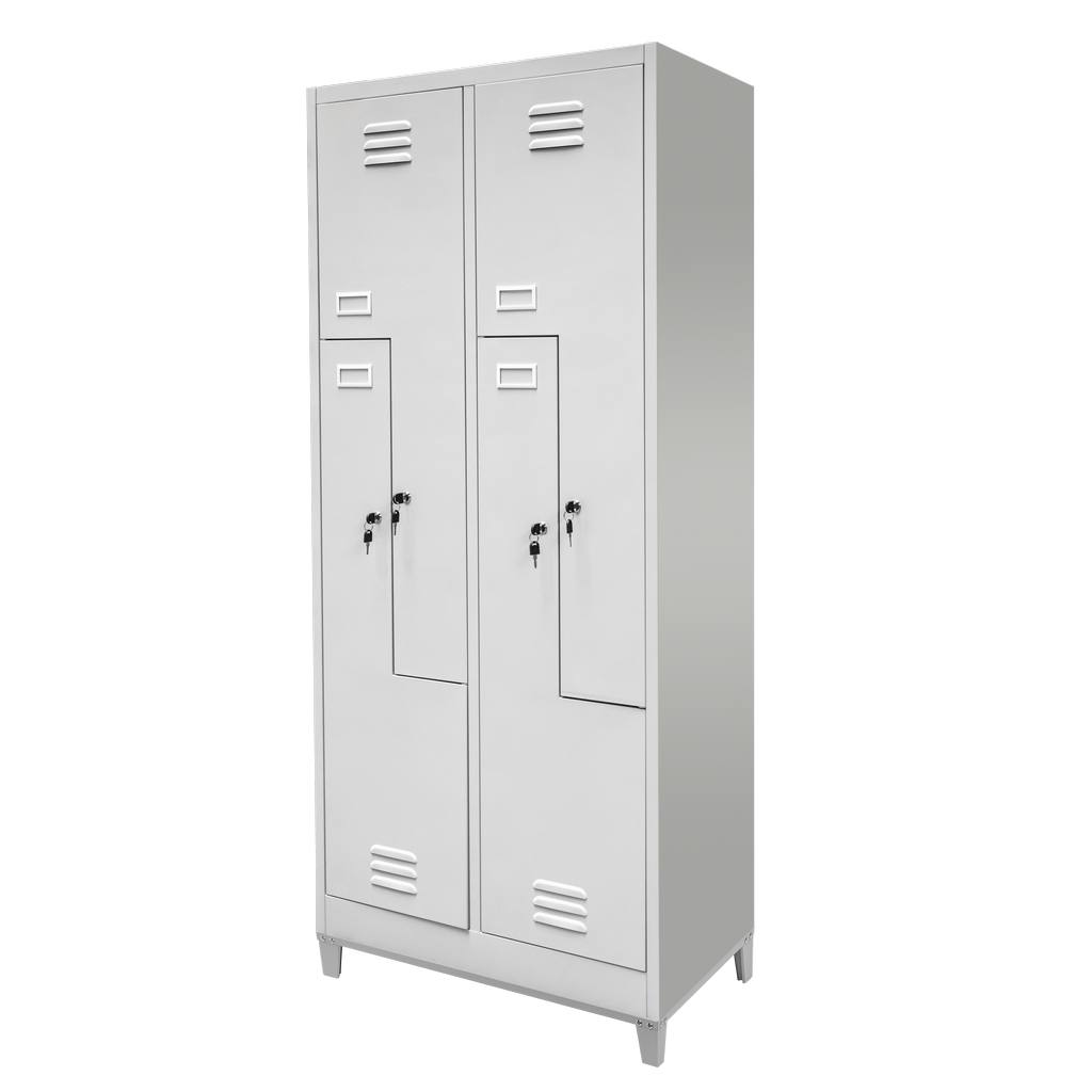 Mega-M S-80 Armadio Spogliatoio 4 Ante Tipo L 80 cm Grigio
