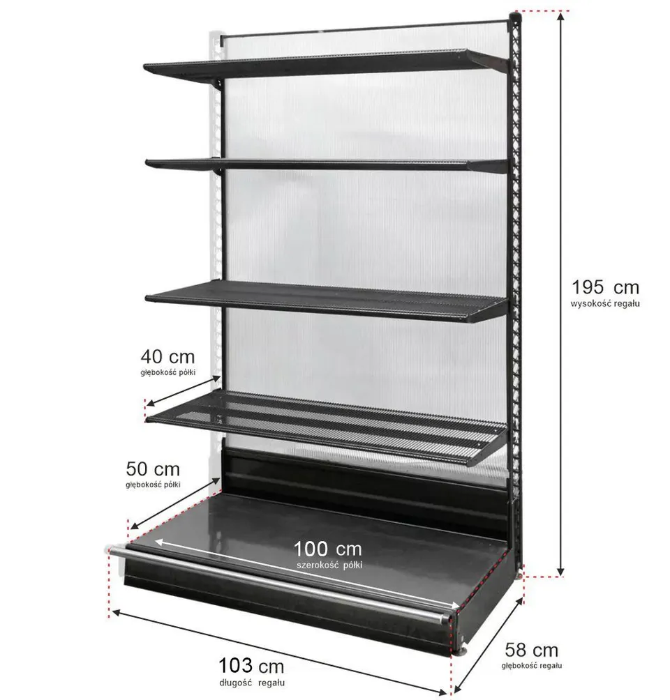 Wanzl scaffale negozio a parete H-195 L-103 4 ripiani aggiuntivo