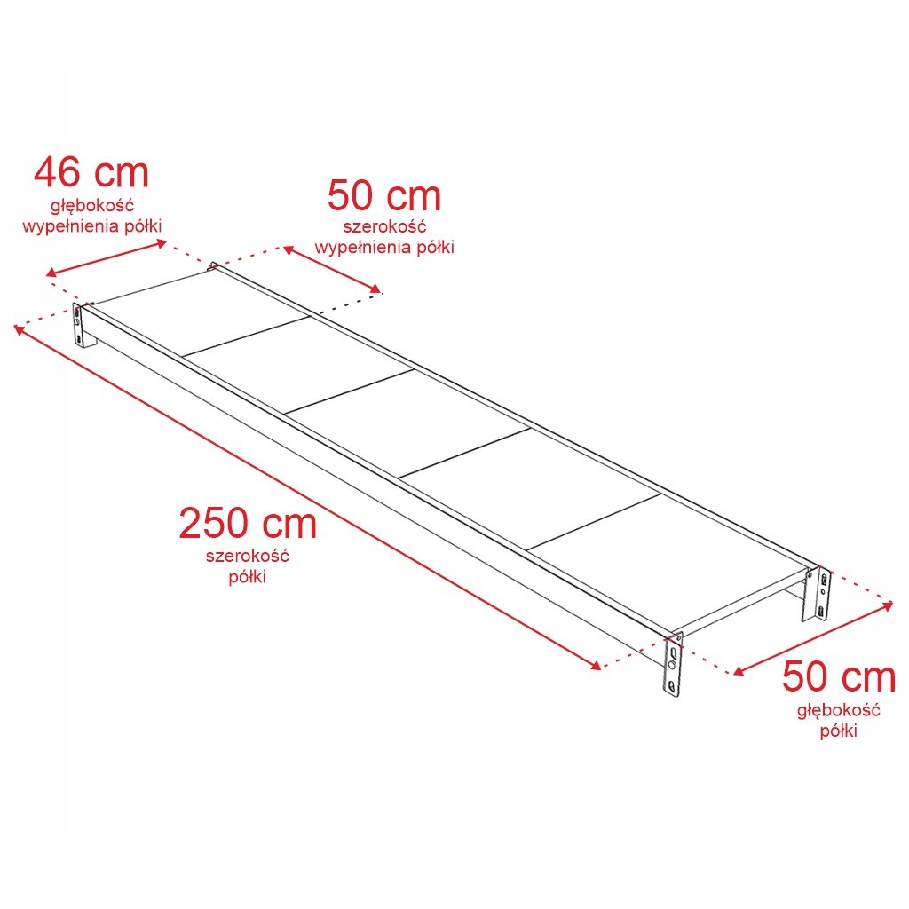 Mega-M Fortis Scaffale metallo 4 ripiani H240 L258,5 P50 agg.