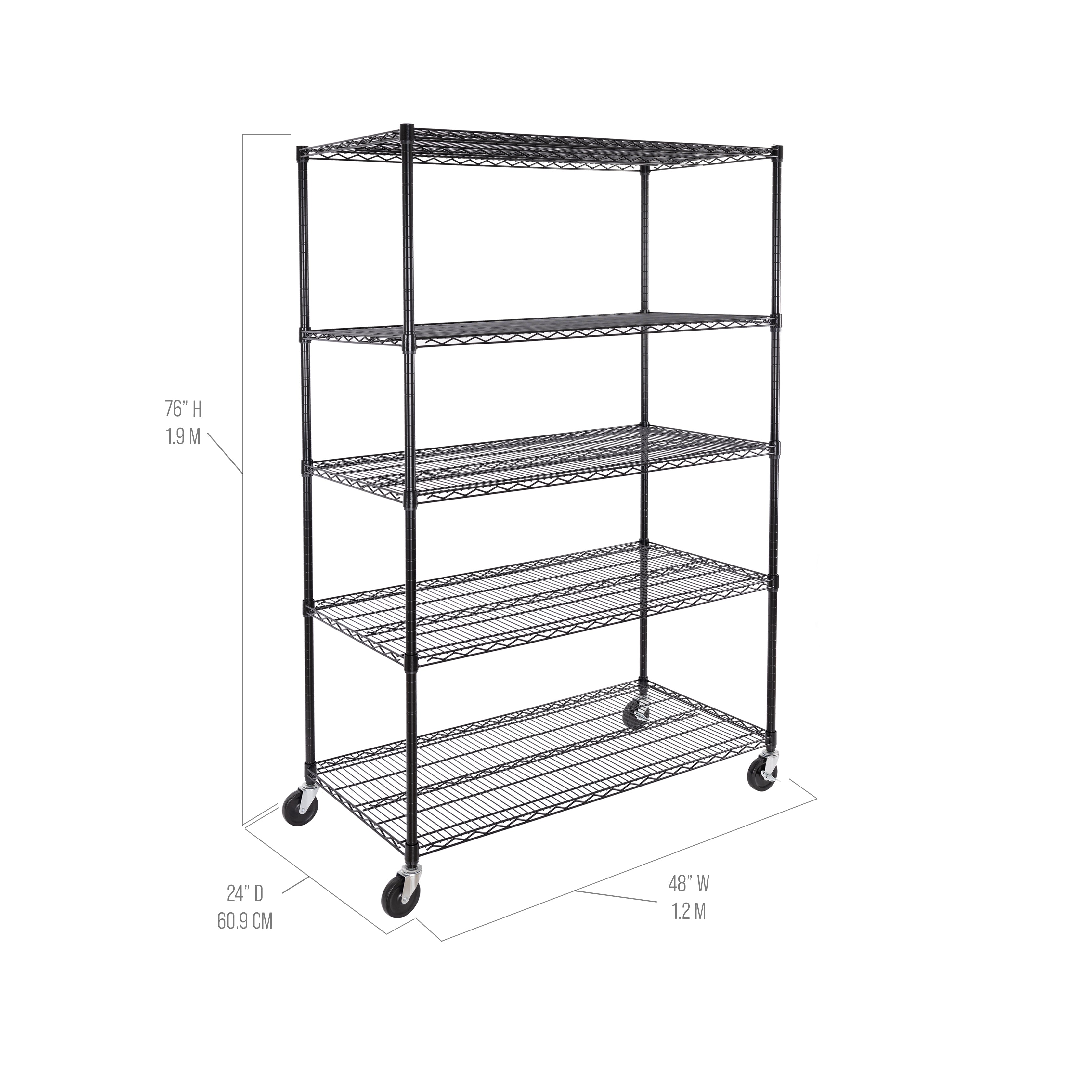 Seville Classics UltraDurable Scaffale 5 Ripiani Nero 122 cm