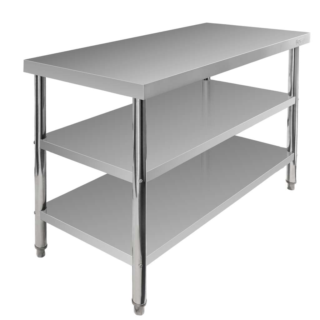 Mega-M X Standard tavolo inox 120x60x85 2 ripiani centrale