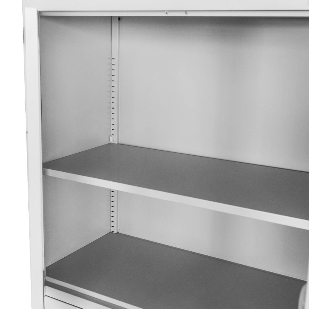 Mega-M Wenus Armadio Ufficio Metallo 90x40x185 cm Grigio Vetro 2 Cassetti