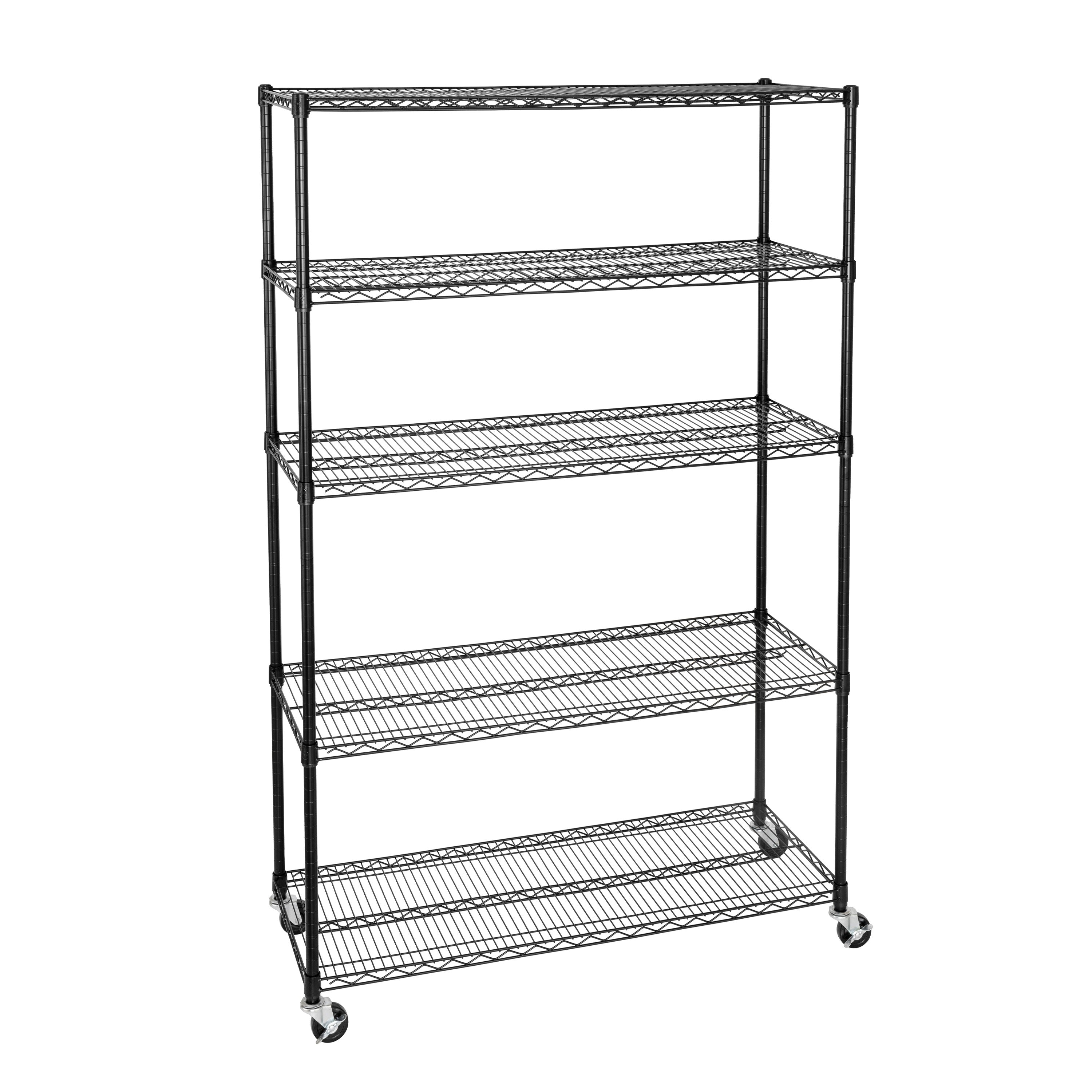 Seville Classics UltraDurable scaffale acciaio 5 ripiani nero ruote