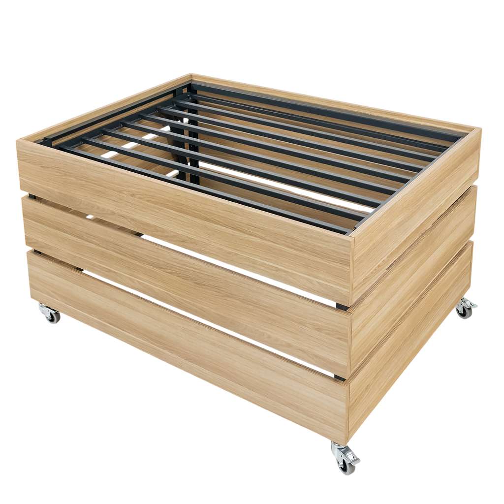 Mega-M Isola Ortofrutta 131x94x75 Rovere Americano su Ruote