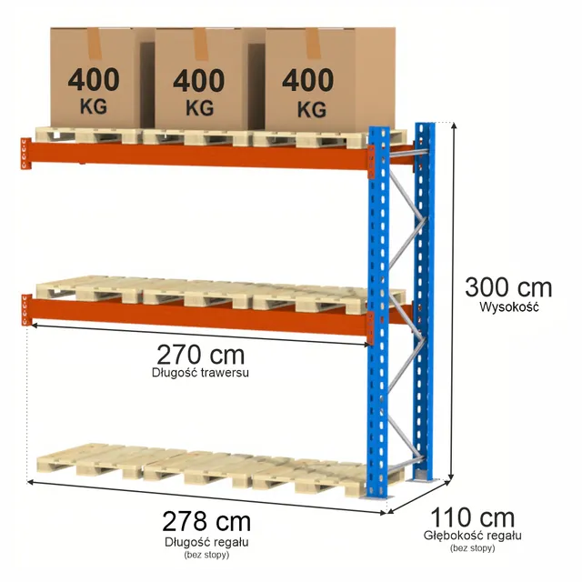 Mega-M XR scaffale portapallet aggiuntivo 300x278 cm