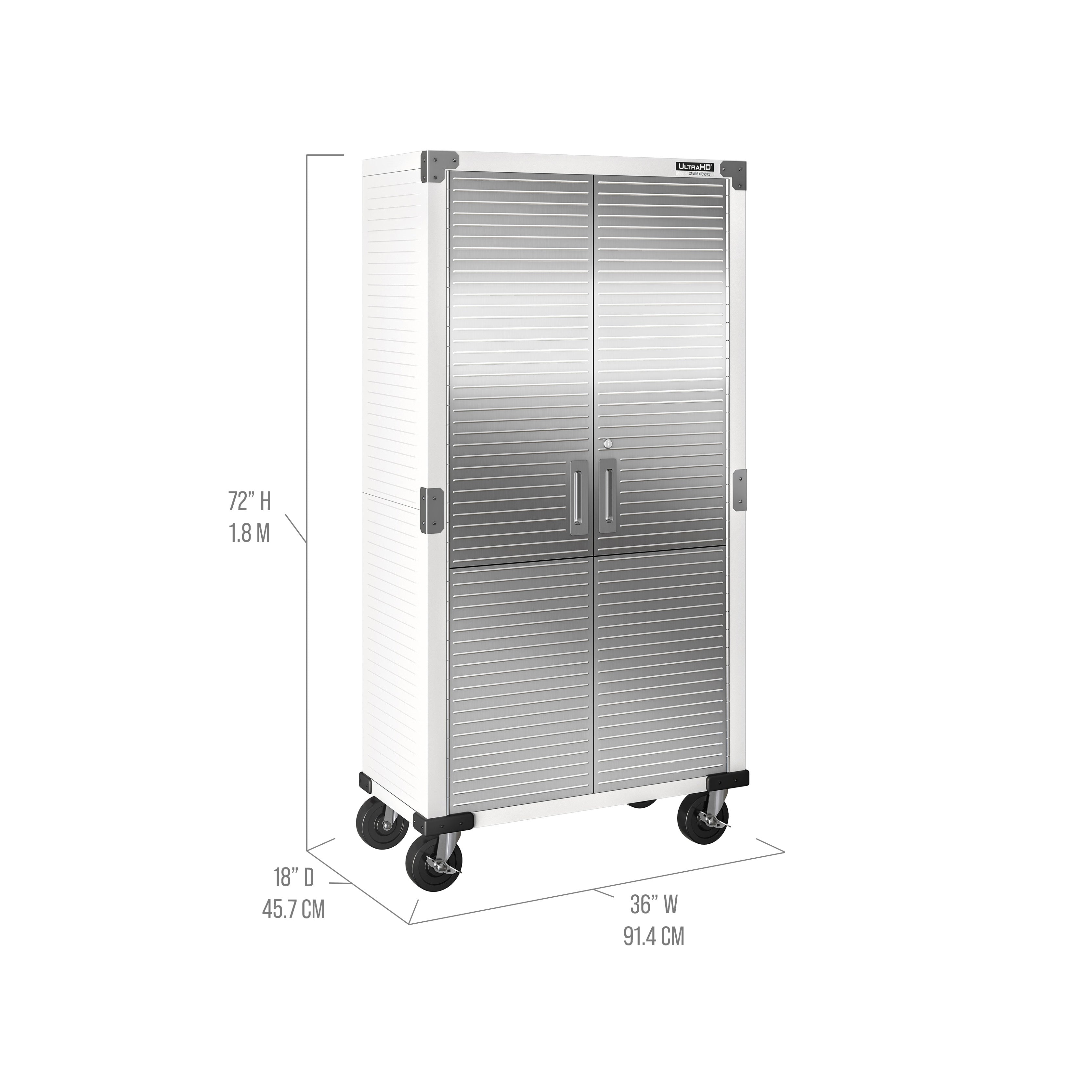 Seville Classics UltraHD armadio metallo bianco 3 ripiani ruote