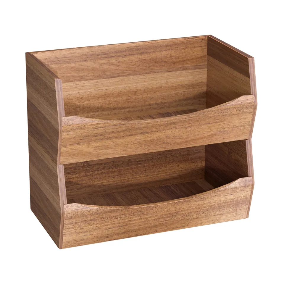 Seville Classics contenitori acacia impilabili 30 cm 2 pezzi