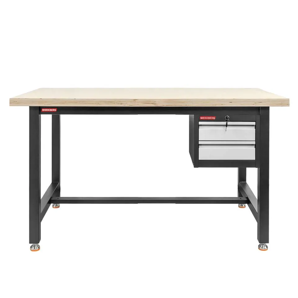 WERKBERG S-150 Banco Lavoro 150 cm Grafite 2 Cassetti Chiave
