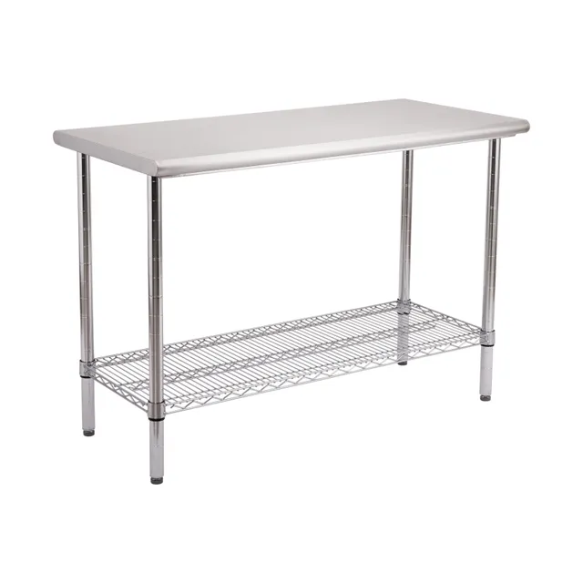 Seville Classics Tavolo lavoro top inox 125 cm portata 453 kg
