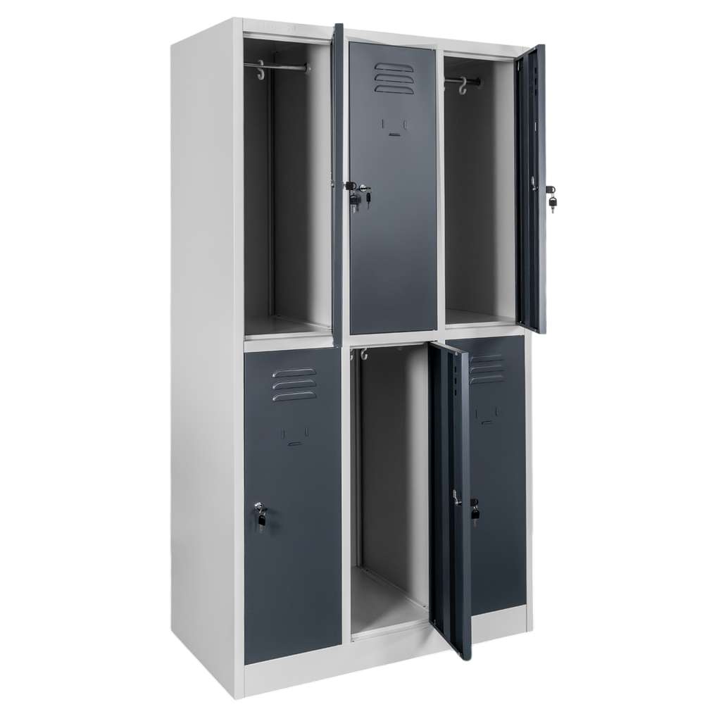Mega-M BHP 6 scomparti 90x50x180 armadietto spogliatoio grigio