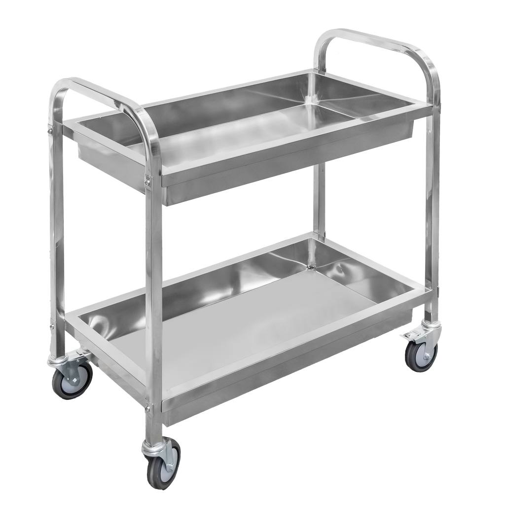 Mega-M carrello servizio inox 85x45x90 cm 2 ripiani con ruote
