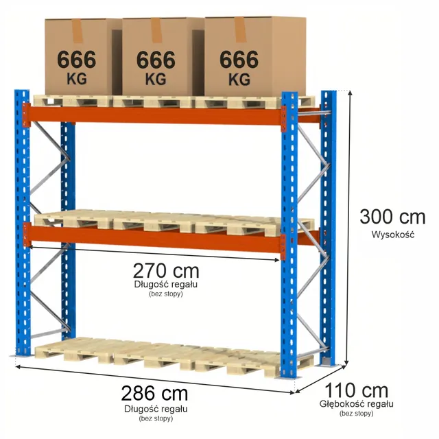 Mega-M XR Scaffale Portapallet H 300 cm L 286 cm 2000 kg