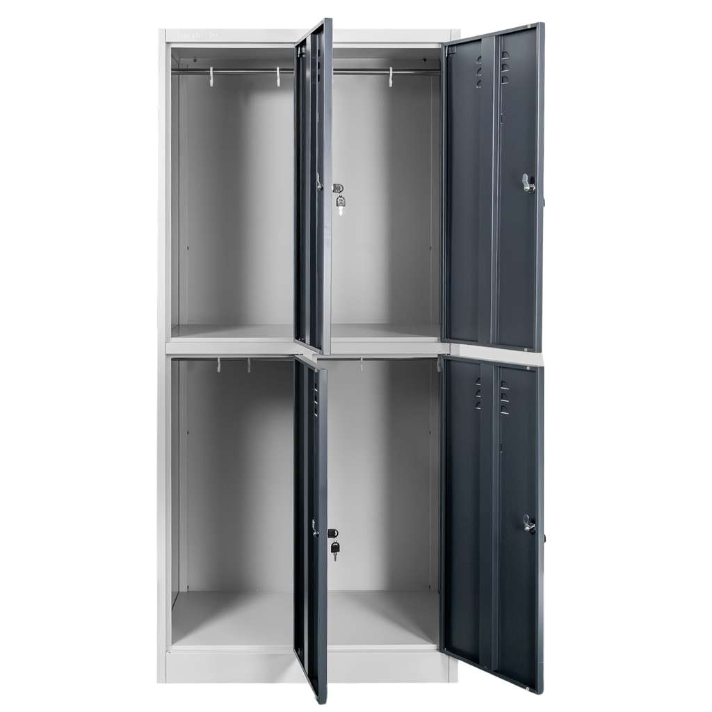 Mega-M armadio spogliatoio 4 scomparti 80x50x180 cm grigio