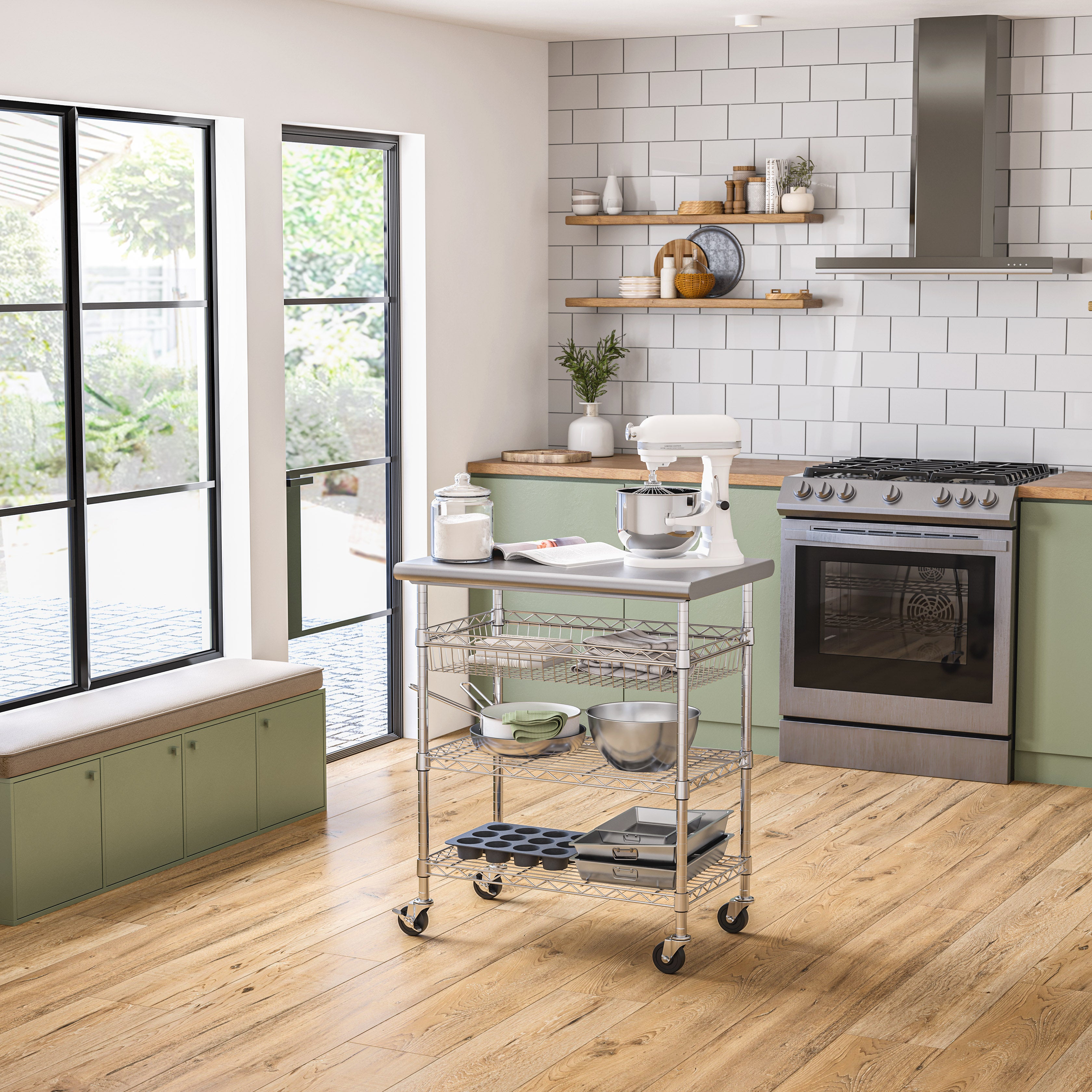 Seville Classics Carrello Tavolo Lavoro Inox 76 cm NSF