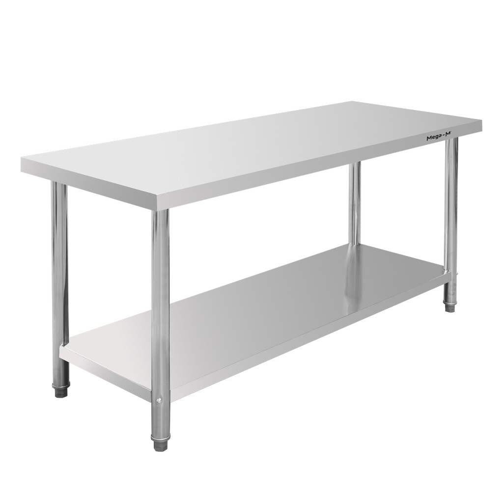 Mega-M Standard tavolo inox centrale 160x70x85 cm con ripiano