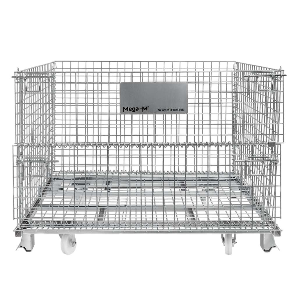 Mega-M Gitterbox Contenitore rete metallica 120x100x89 cm ruote 400 kg