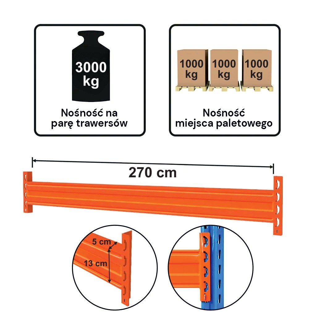 STOW PNB0413 L-270 cm traversa portapallet arancione 3000 kg