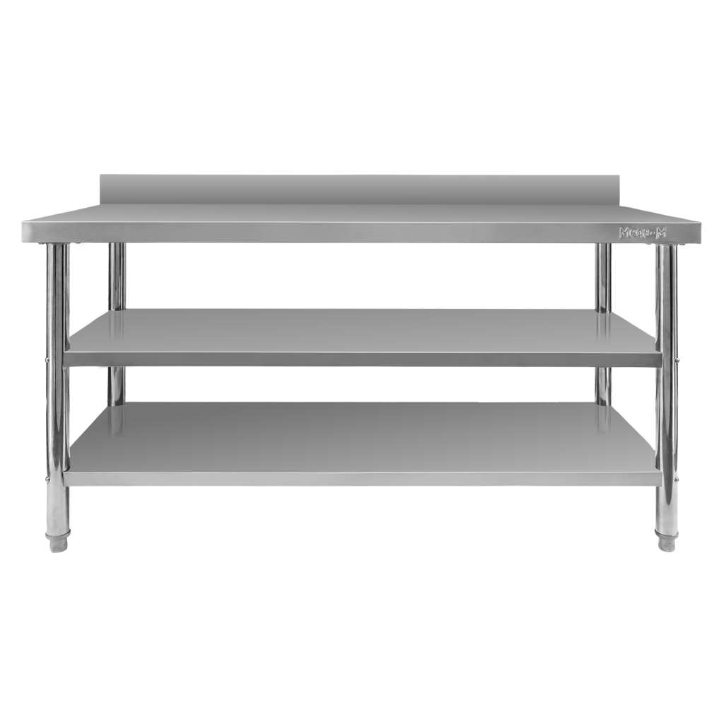 Mega-M X Standard tavolo a muro inox 160x60x85 2 ripiani
