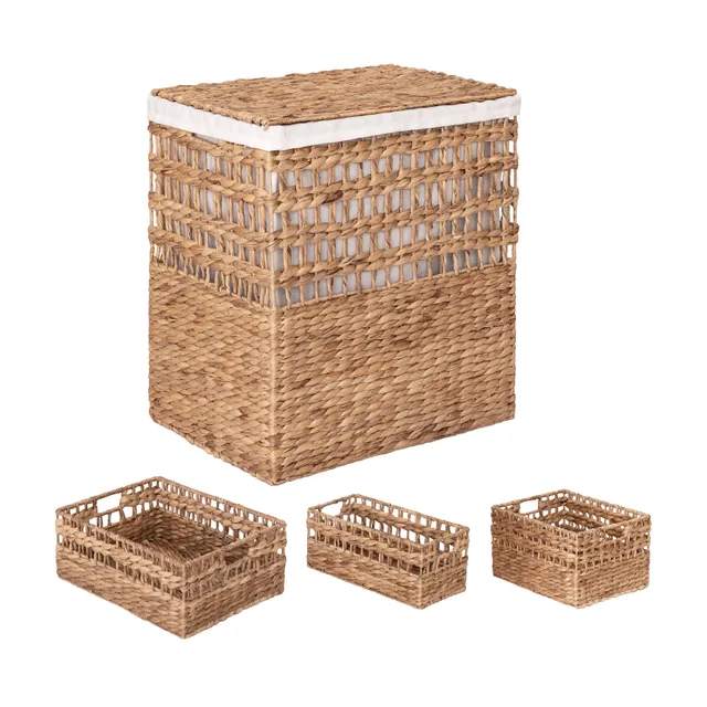 Seville Classics cesto portabiancheria giacinto set 4 pezzi naturale