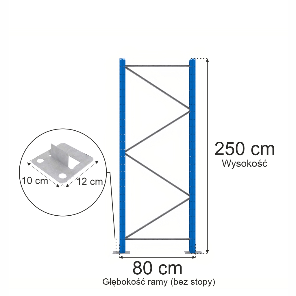 Mega-M XR telaio scaffale blu H 250 cm P 80 cm da avvitare