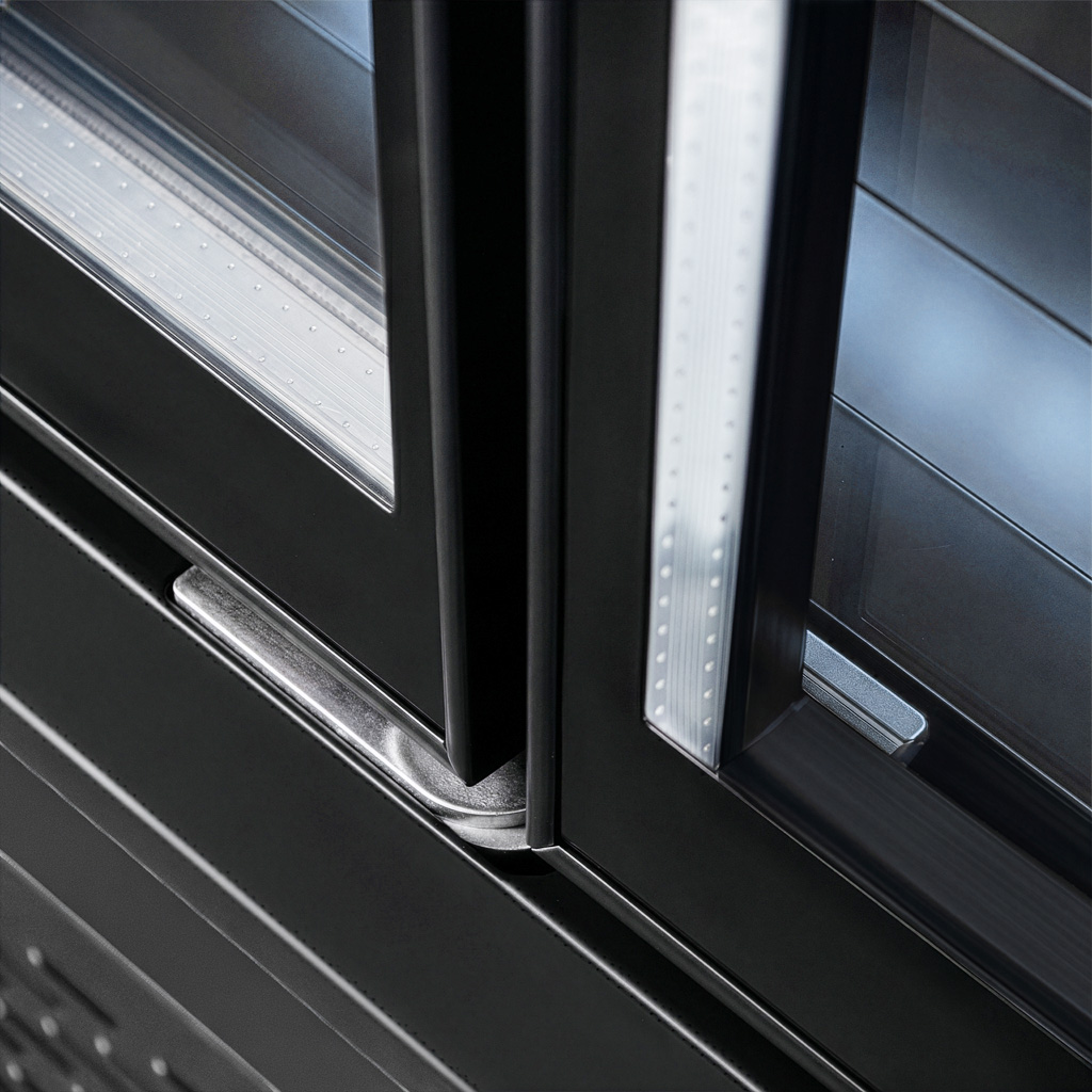 Mega-M Hugo Plus RU banco frigo nero 125 cm porte vetro