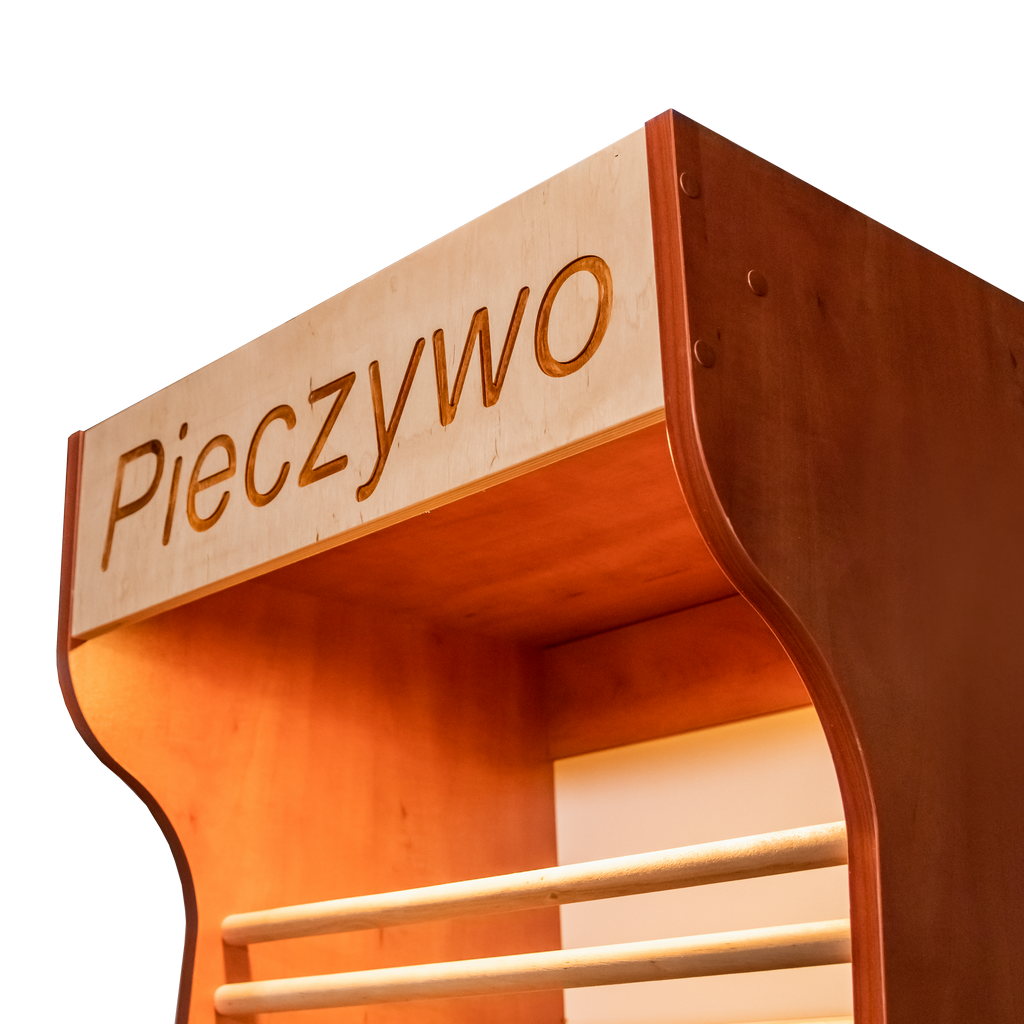 H-200 L-60 Espositore Pane Plexi LED 4 Ripiani Pero