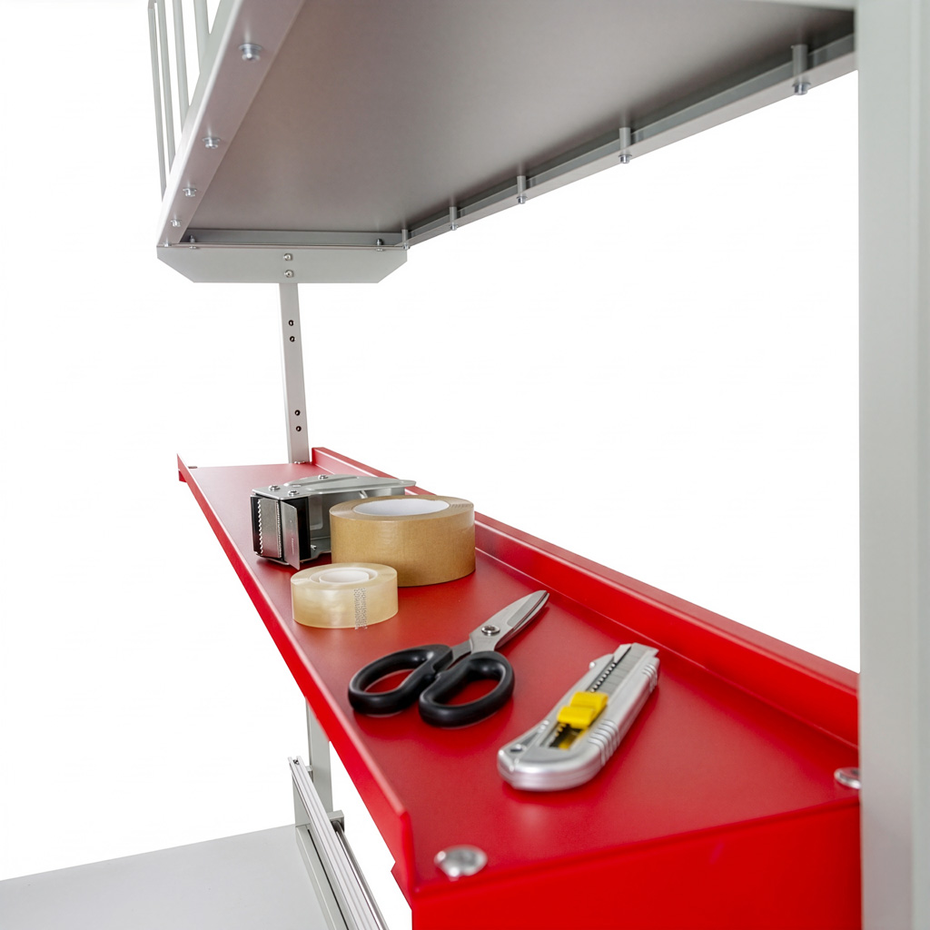 Mega-M S-200 Tavolo Imballaggio 200x80 cm Regolabile con Alzata