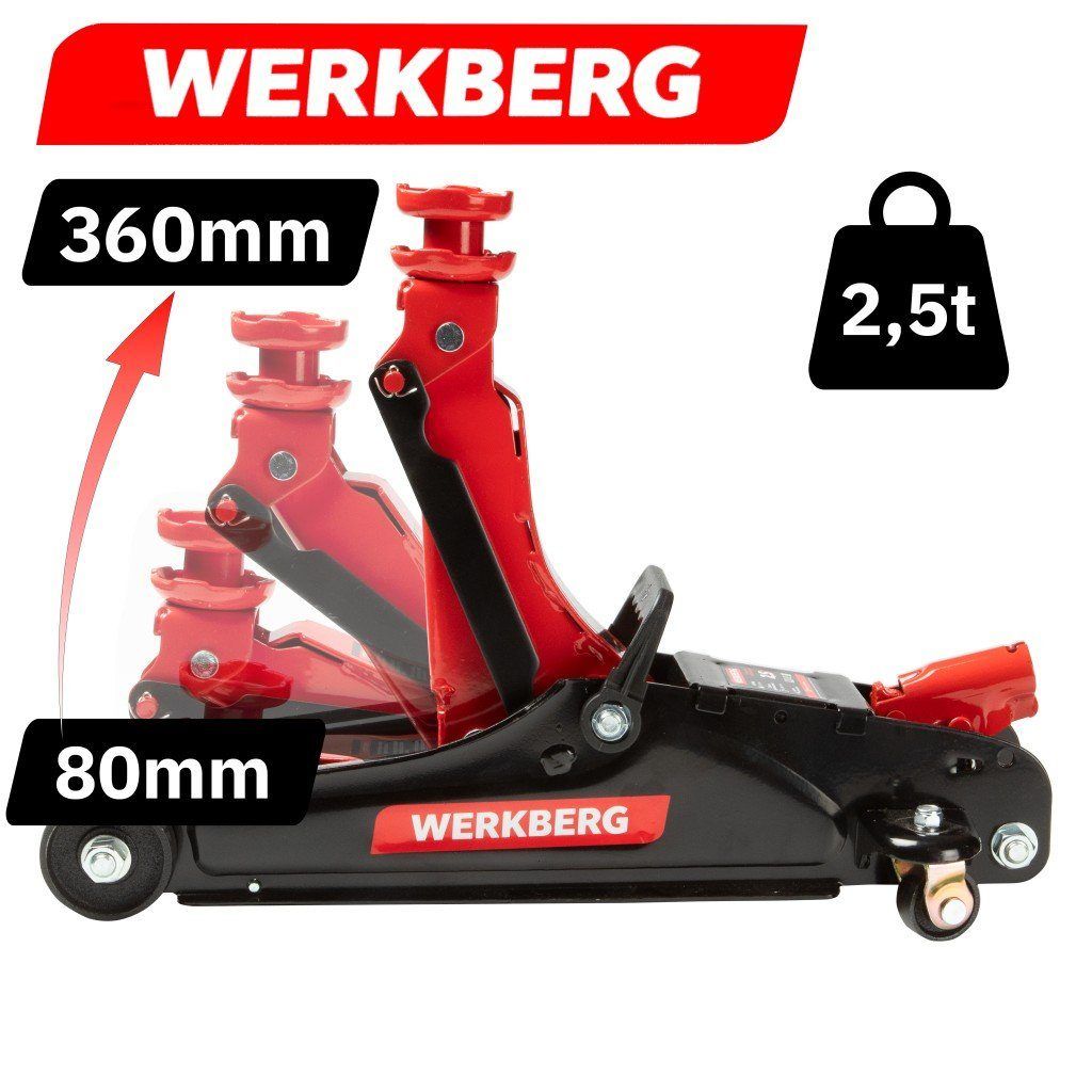 WERKBERG 2,5T 80-360 mm cric idraulico ribassato 2,5 t