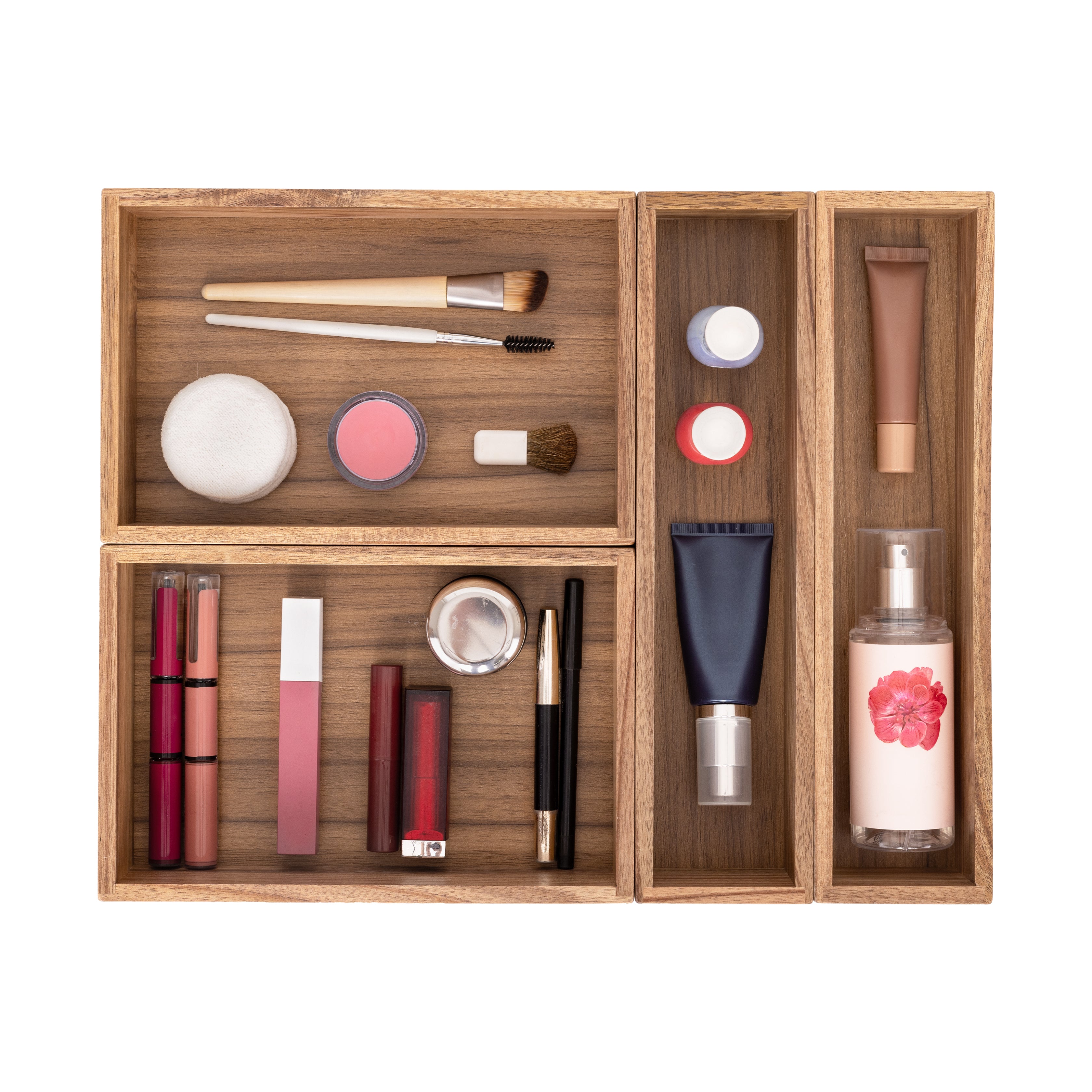 Seville Classics Acacia set organizer 10 pezzi legno cassetti