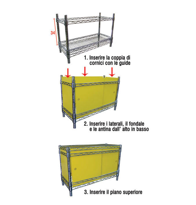 Agosistem kit mobiletto PVC 90x35x40 per filo cromato