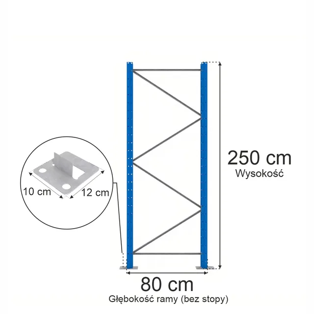 Mega-M XR telaio scaffale blu H 250 cm P 80 cm da avvitare